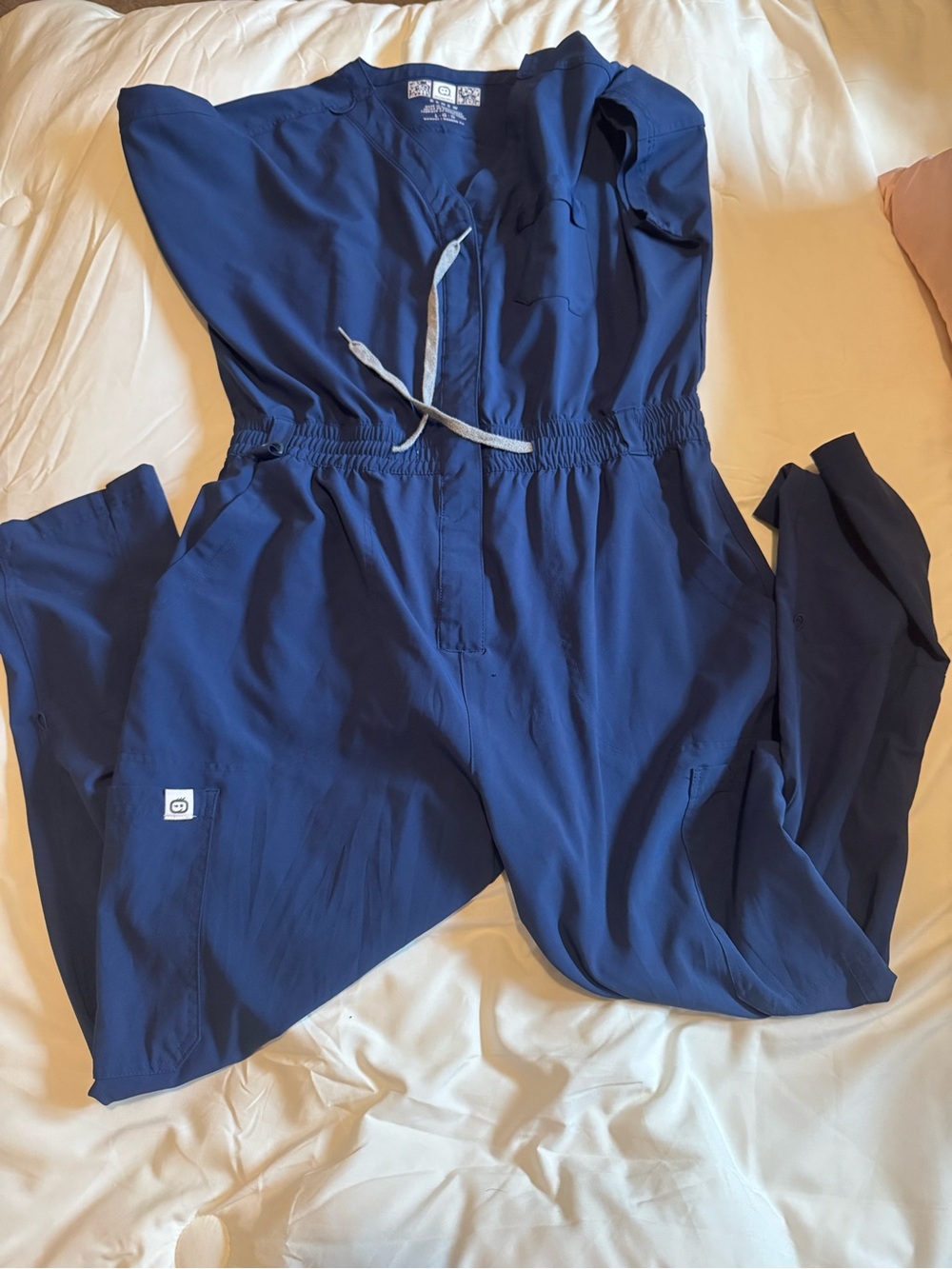 WonderWink Navy Blue Utility Scrub Jumpsuit with Drawstring Waist